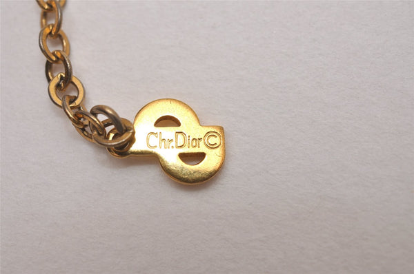 Authentic Christian Dior Gold Tone Rhinestone Chain Pendant Necklace CD 6772I