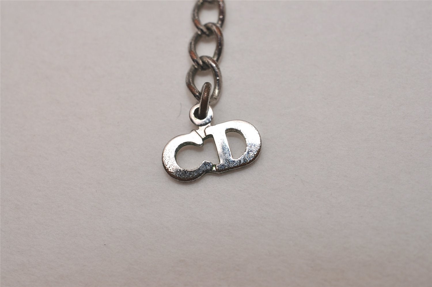 Authentic Christian Dior Silver Tone Chain Pendant Necklace CD 6773I