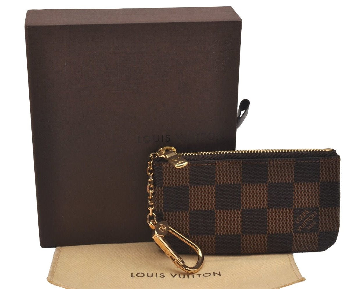 Authentic Louis Vuitton Damier Pochette Cles Coin Purse Case N62658 LV Box 6773J