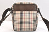 Authentic BURBERRY Nova Check Shoulder Cross Body Bag Canvas Leather Beige 6774K