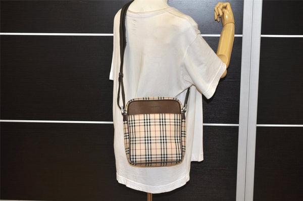 Authentic BURBERRY Nova Check Shoulder Cross Body Bag Canvas Leather Beige 6774K