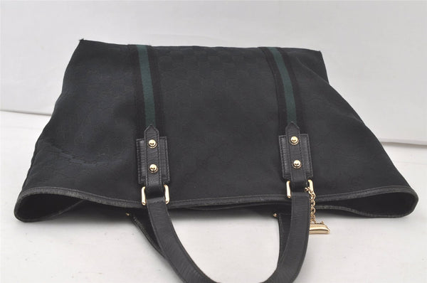 Authentic GUCCI Sherry Line Tote Bag GG Canvas Leather 139260 Black 6775K