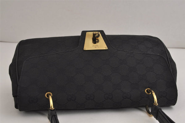 Authentic GUCCI Shoulder Hand Bag Purse GG Canvas Leather 90643 Black 6776J