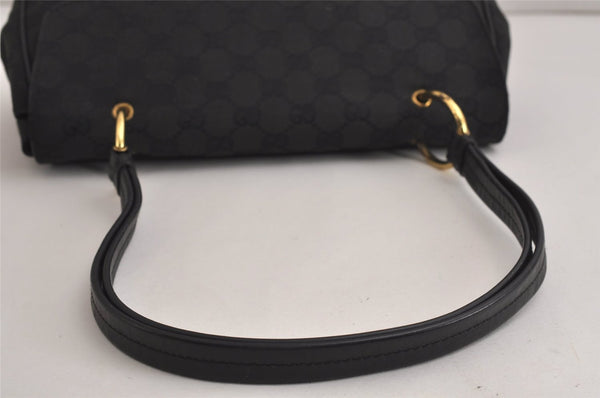 Authentic GUCCI Shoulder Hand Bag Purse GG Canvas Leather 90643 Black 6776J