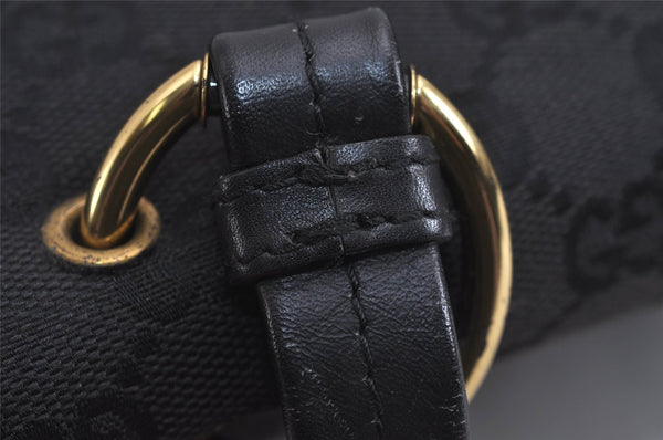 Authentic GUCCI Shoulder Hand Bag Purse GG Canvas Leather 90643 Black 6776J
