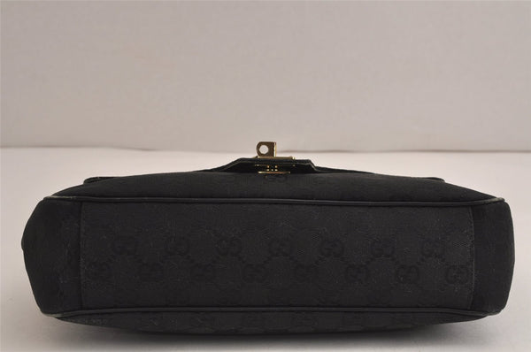 Authentic GUCCI Shoulder Hand Bag Purse GG Canvas Leather 90643 Black 6776J