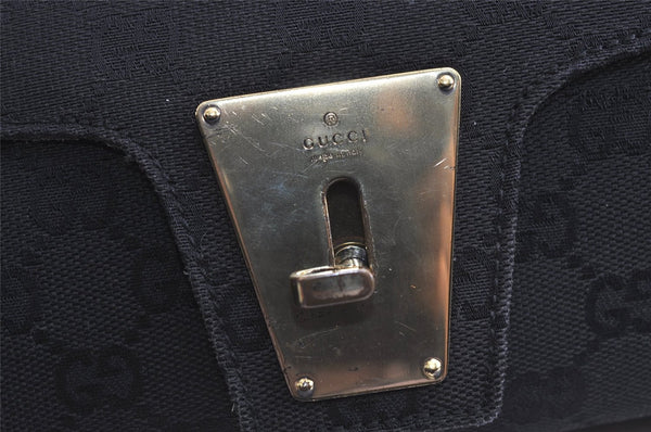 Authentic GUCCI Shoulder Hand Bag Purse GG Canvas Leather 90643 Black 6776J