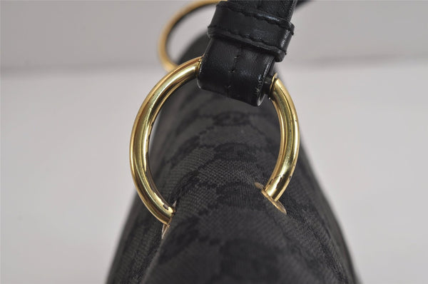 Authentic GUCCI Shoulder Hand Bag Purse GG Canvas Leather 90643 Black 6776J