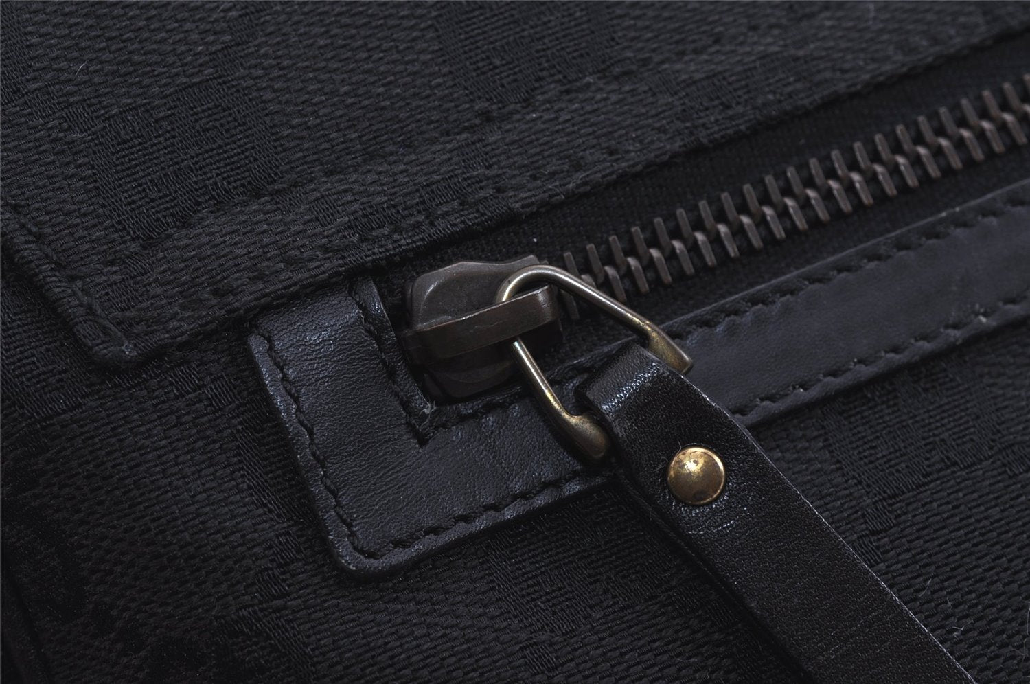 Authentic GUCCI Shoulder Hand Bag Purse GG Canvas Leather 90643 Black 6776J