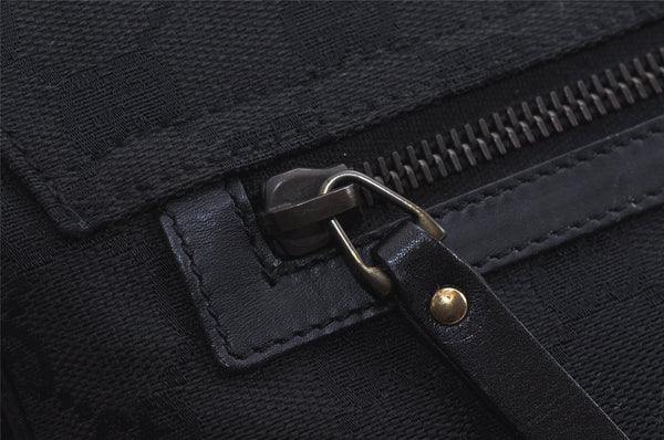 Authentic GUCCI Shoulder Hand Bag Purse GG Canvas Leather 90643 Black 6776J