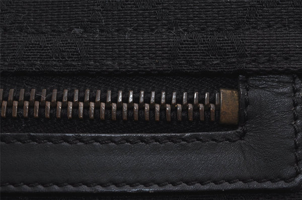 Authentic GUCCI Shoulder Hand Bag Purse GG Canvas Leather 90643 Black 6776J