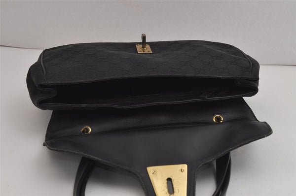 Authentic GUCCI Shoulder Hand Bag Purse GG Canvas Leather 90643 Black 6776J