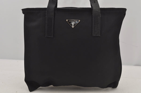 Authentic PRADA Vintage Nylon Tessuto Leather Tote Hand Bag Purse Black 6779J