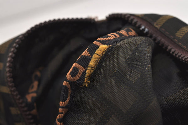 Authentic FENDI Vintage Zucca Hand Bag Purse Nylon Leather Brown 6780J
