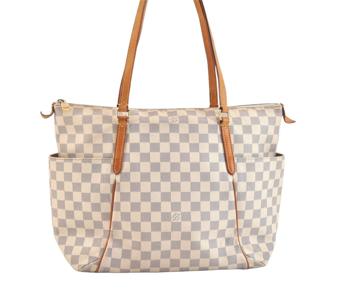 Authentic Louis Vuitton Damier Azur Totally MM Tote Bag N51262 LV 6781K