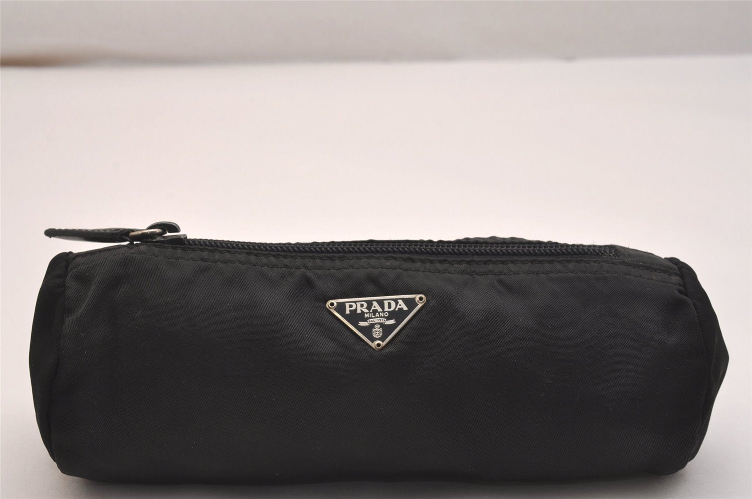 Authentic PRADA Vintage Nylon Tessuto Leather Pouch Purse Black 6783J