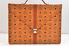 Authentic MCM Visetos Leather Vintage BriefCase Business Bag Brown 6785K