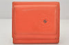 Authentic CHANEL Butterfly Camellia Calf Skin Trifold Wallet Orange CC 6787K