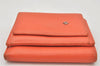 Authentic CHANEL Butterfly Camellia Calf Skin Trifold Wallet Orange CC 6787K