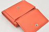 Authentic CHANEL Butterfly Camellia Calf Skin Trifold Wallet Orange CC 6787K