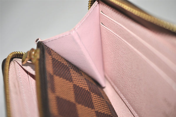 Authentic Louis Vuitton Damier Portefeuille Clemence Wallet Pink N41626 LV 6791K