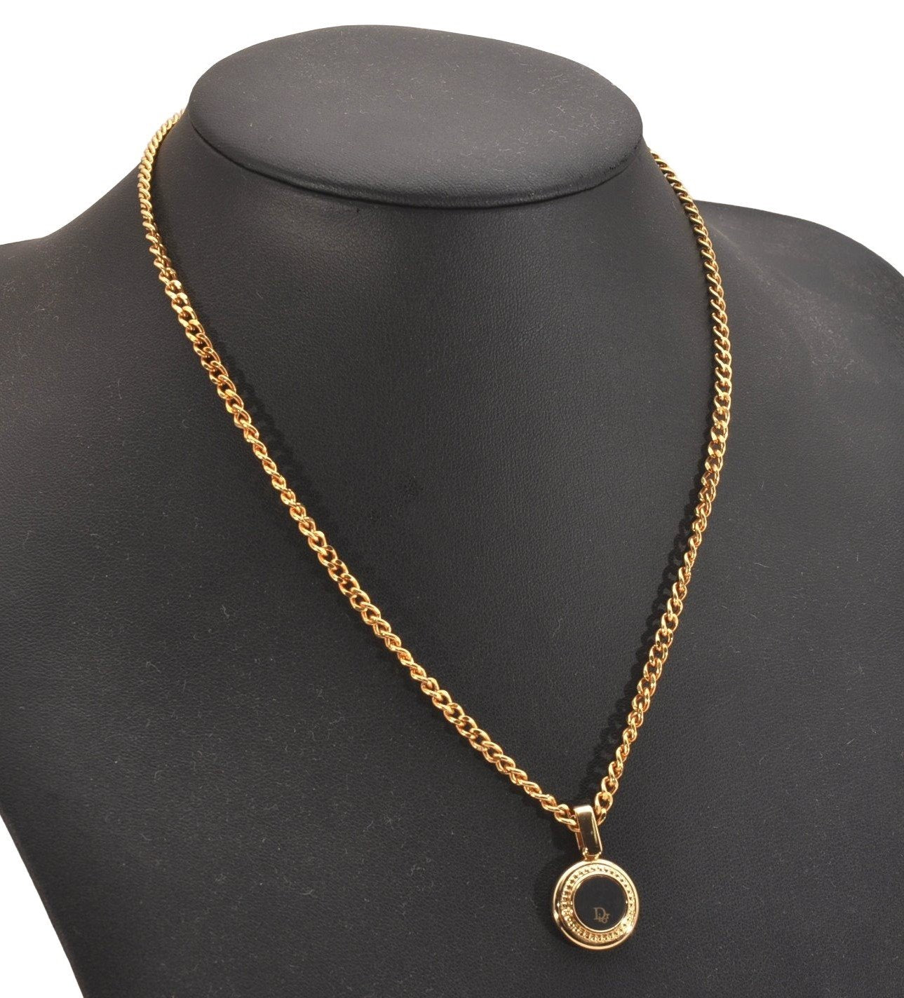 Authentic Christian Dior Gold Tone Chain Pendant Necklace CD 6792J