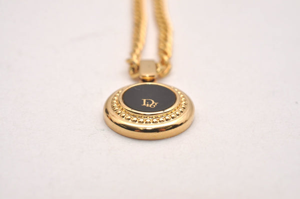 Authentic Christian Dior Gold Tone Chain Pendant Necklace CD 6792J