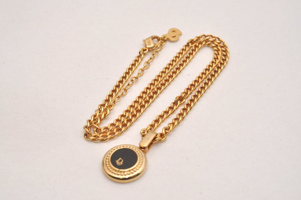 Authentic Christian Dior Gold Tone Chain Pendant Necklace CD 6792J