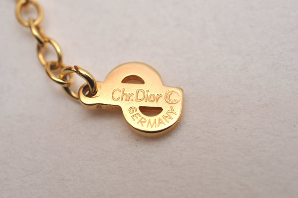 Authentic Christian Dior Gold Tone Chain Pendant Necklace CD 6792J