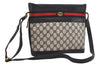 Authentic GUCCI Sherry Line Shoulder Cross Bag Purse GG PVC Leather Navy 6795J