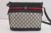Authentic GUCCI Sherry Line Shoulder Cross Bag Purse GG PVC Leather Navy 6795J