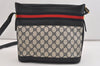 Authentic GUCCI Sherry Line Shoulder Cross Bag Purse GG PVC Leather Navy 6795J