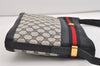 Authentic GUCCI Sherry Line Shoulder Cross Bag Purse GG PVC Leather Navy 6795J