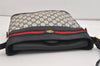 Authentic GUCCI Sherry Line Shoulder Cross Bag Purse GG PVC Leather Navy 6795J