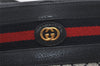 Authentic GUCCI Sherry Line Shoulder Cross Bag Purse GG PVC Leather Navy 6795J