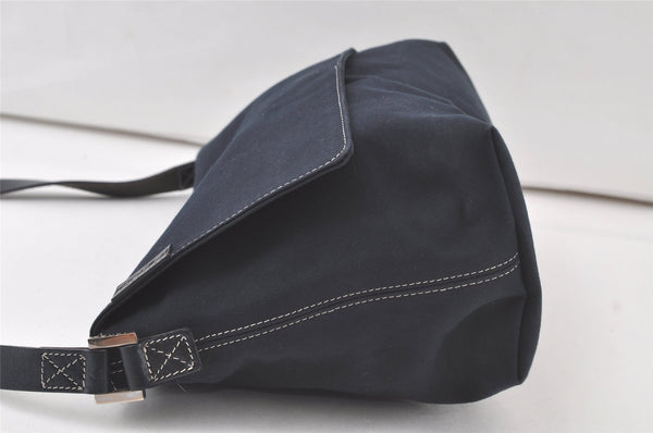 Authentic FENDI Vintage Shoulder Bag Canvas Leather Navy Blue 6795K