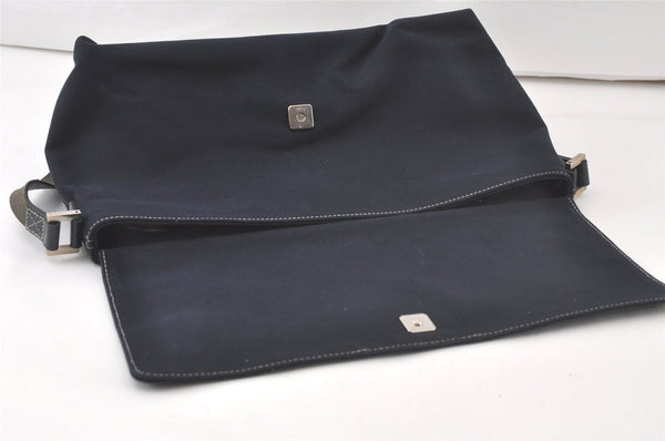 Authentic FENDI Vintage Shoulder Bag Canvas Leather Navy Blue 6795K