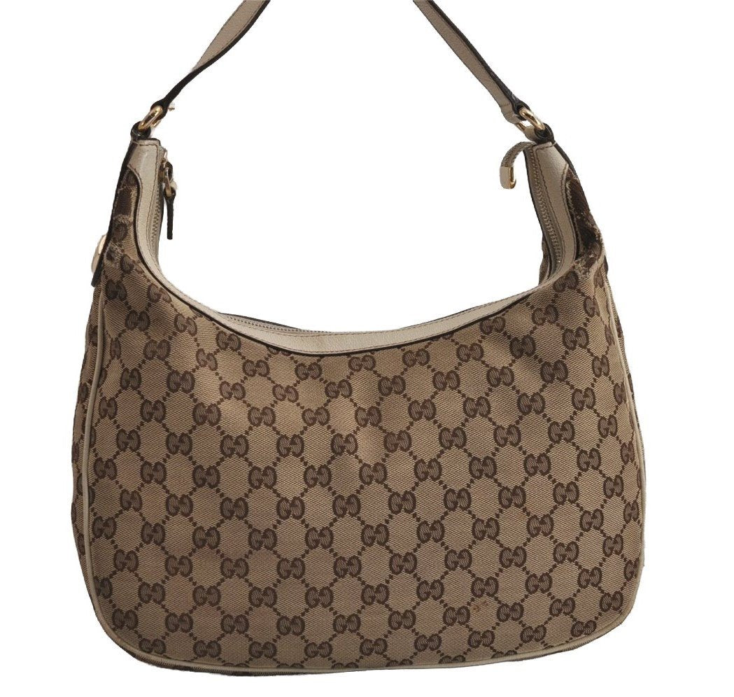 Authentic GUCCI Charmy Shoulder Bag GG Canvas Leather 153010 Brown 6796J