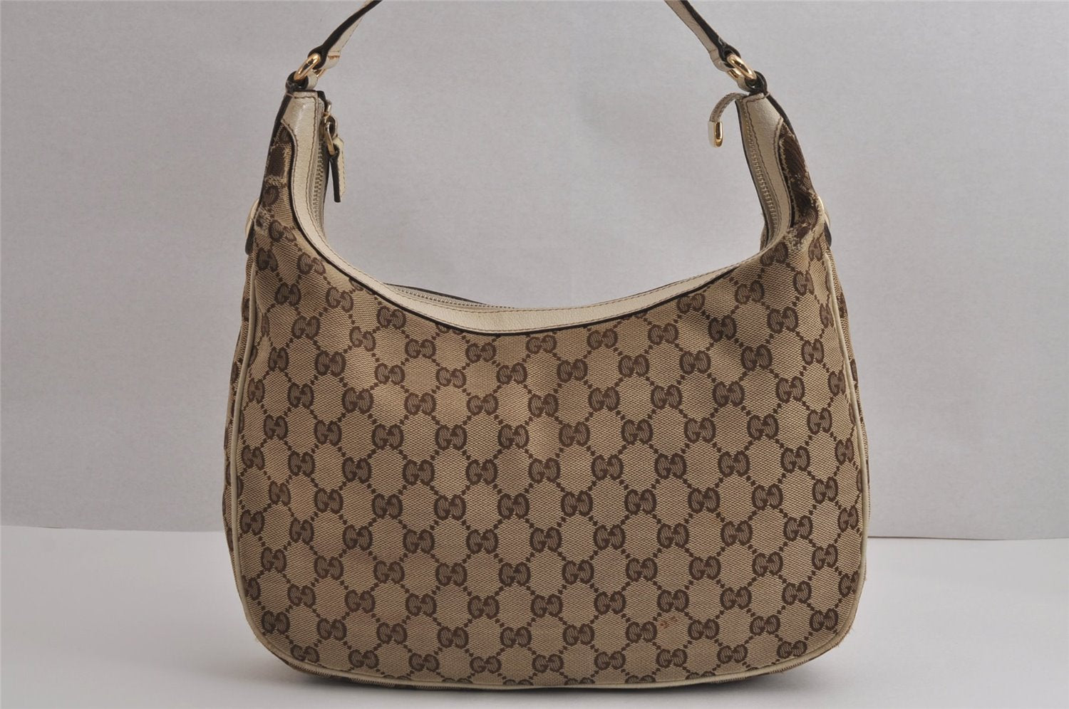 Authentic GUCCI Charmy Shoulder Bag GG Canvas Leather 153010 Brown 6796J