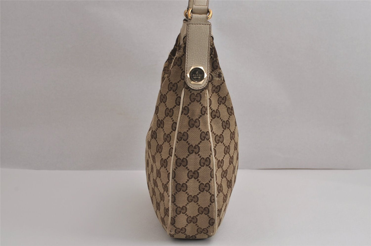 Authentic GUCCI Charmy Shoulder Bag GG Canvas Leather 153010 Brown 6796J