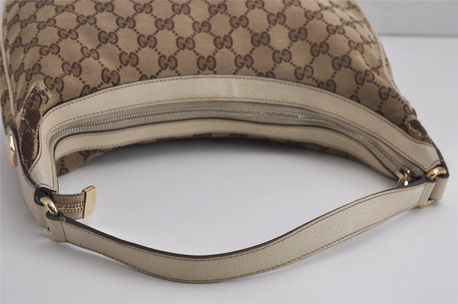 Authentic GUCCI Charmy Shoulder Bag GG Canvas Leather 153010 Brown 6796J