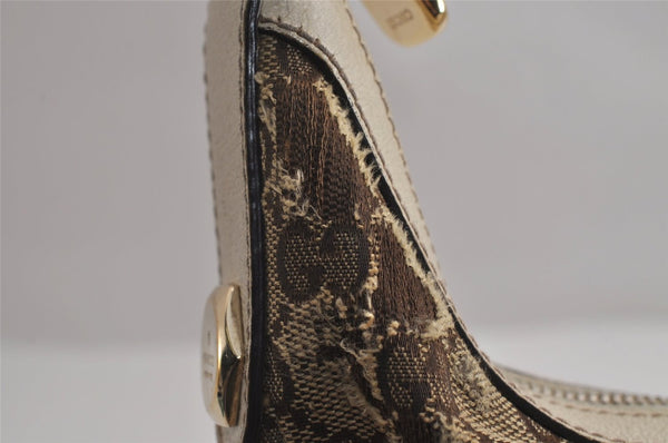 Authentic GUCCI Charmy Shoulder Bag GG Canvas Leather 153010 Brown 6796J