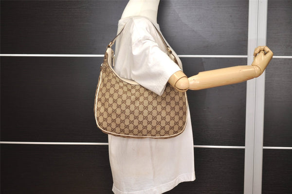 Authentic GUCCI Charmy Shoulder Bag GG Canvas Leather 153010 Brown 6796J