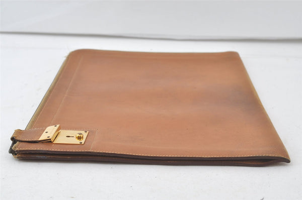 Authentic HERMES Vintage Documents Case Leather Brown 6797K