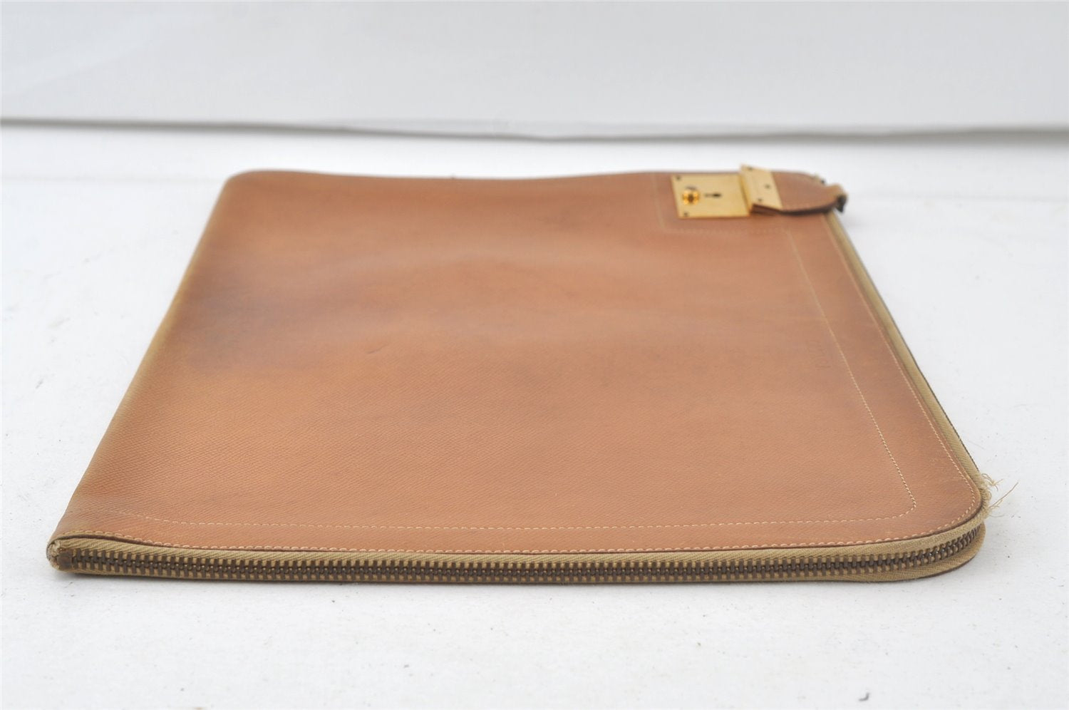 Authentic HERMES Vintage Documents Case Leather Brown 6797K