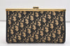 Authentic Christian Dior Trotter Clutch Hand Bag Purse Canvas Leather Blue 6798J