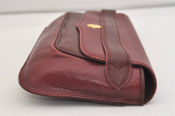 Authentic Cartier Must de Cartier Clutch Hand Bag Leather Bordeaux Red 6799J
