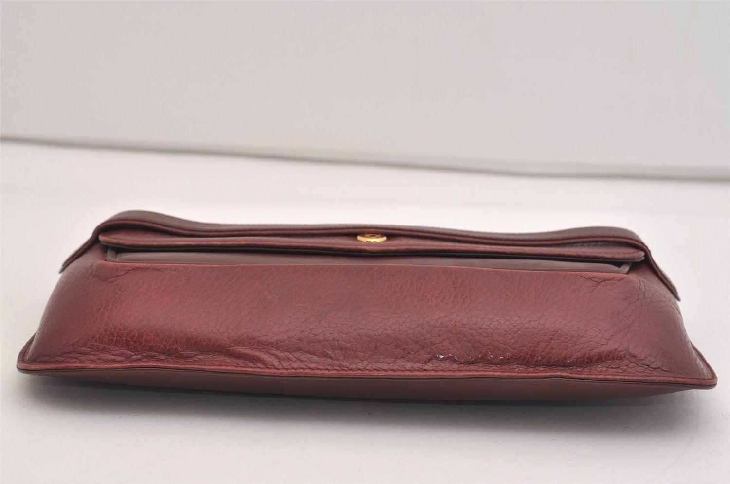 Authentic Cartier Must de Cartier Clutch Hand Bag Leather Bordeaux Red 6799J