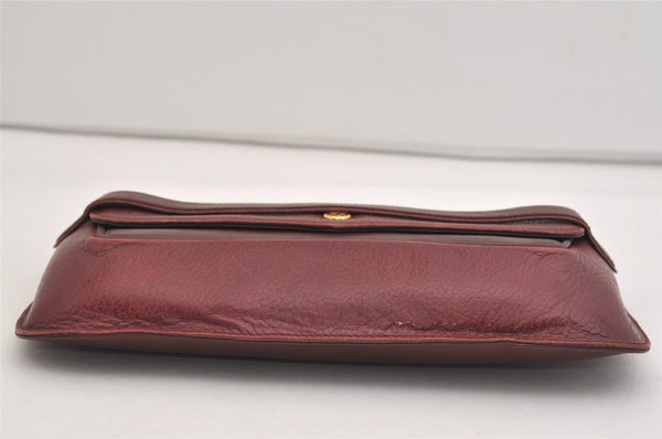 Authentic Cartier Must de Cartier Clutch Hand Bag Leather Bordeaux Red 6799J