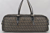 Authentic FENDI Zucchino Shoulder Hand Bag Canvas Leather Navy Blue 6800K